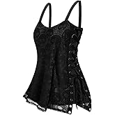 ROSE GAL Womens Plus Size Gothic Skull Lace Overlay Sleeveless Strap Tank Top