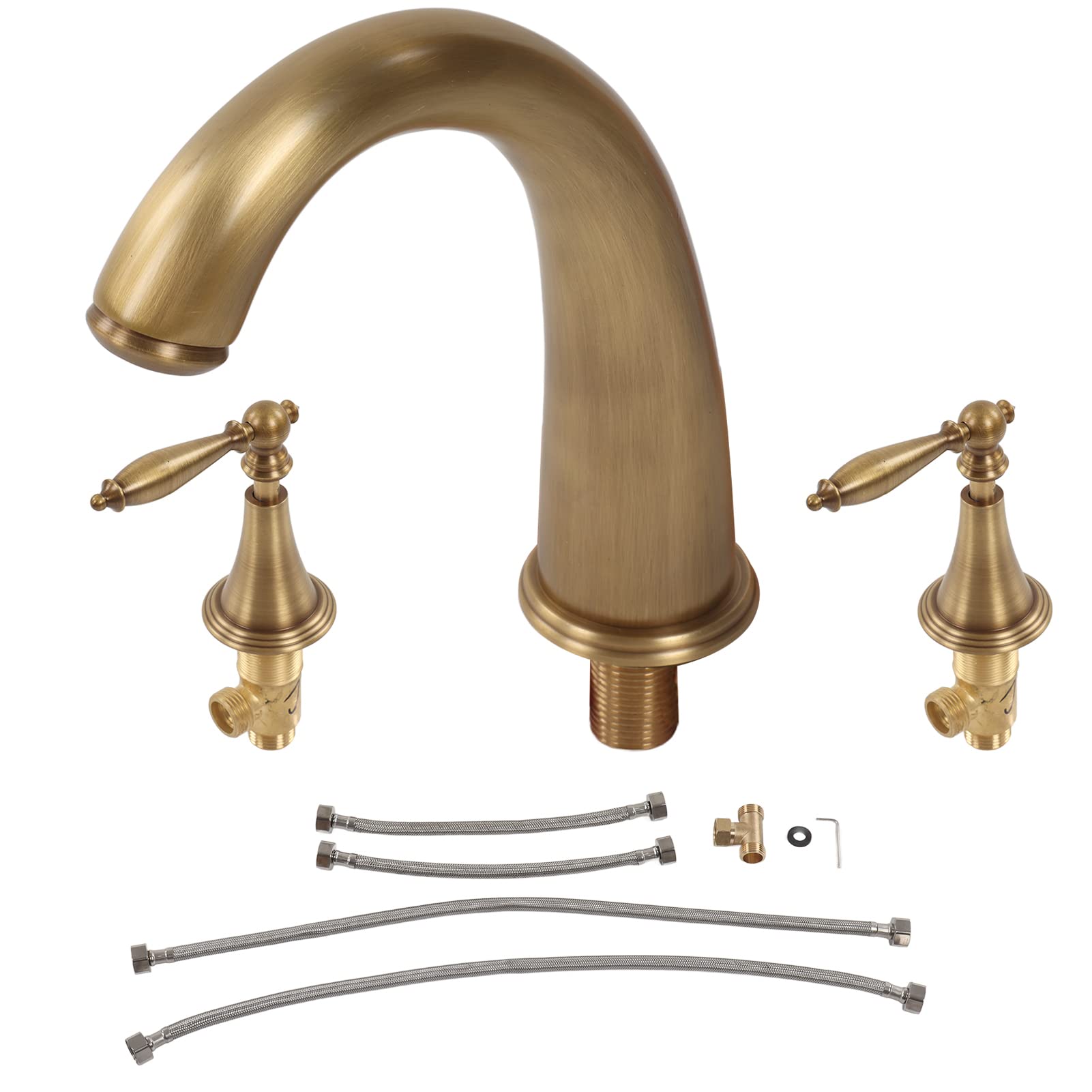 Double Handle Basin Mixer Tap, Vintage Bronze Bathroom Faucet with High Pressure Resistance, Easy Installation, Full Copper for Home, Hotel, Restaurant Use