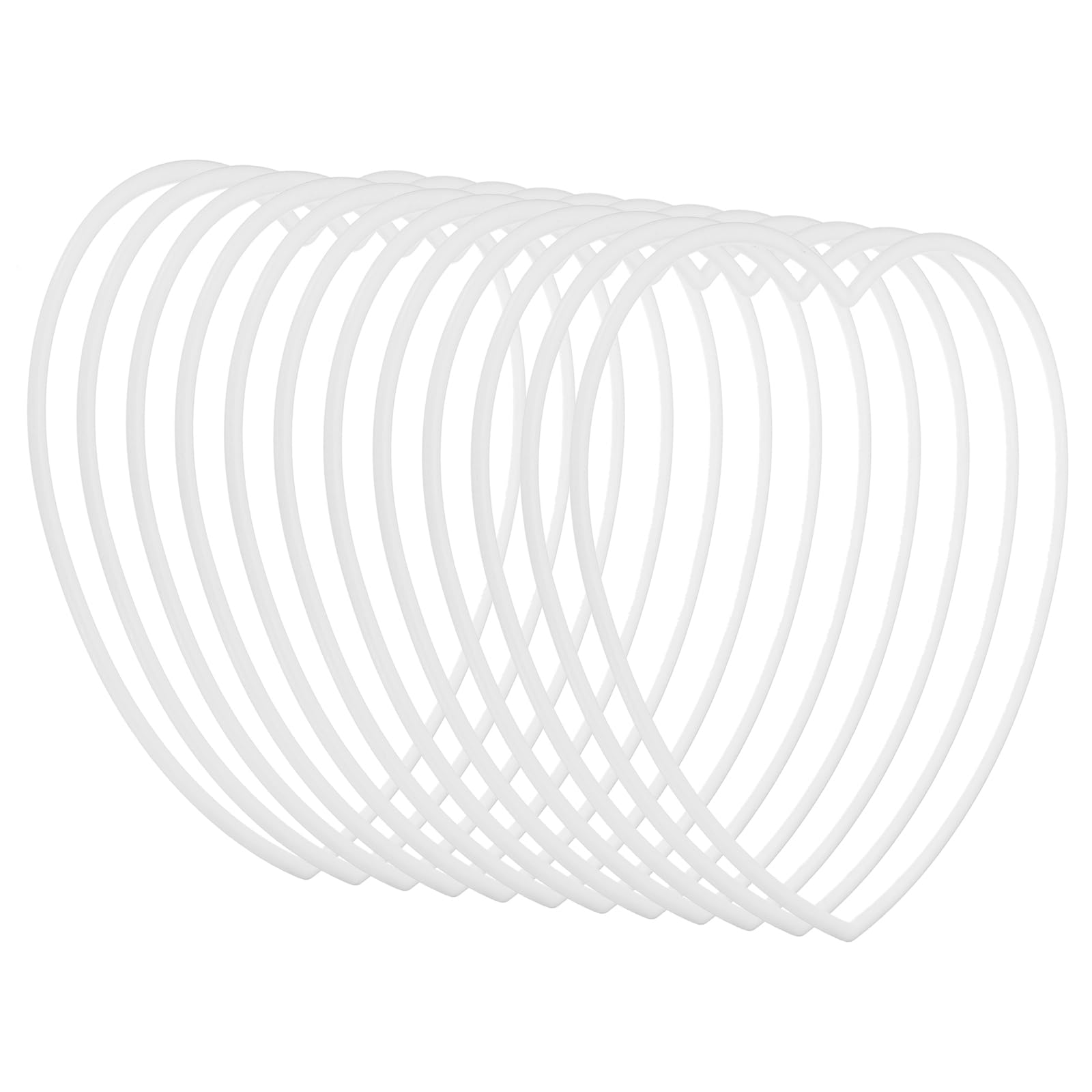 PATIKIL 12 Inch Heart Dream Catcher Rings, 12 Pcs Plastic Macrame Wreath Floral Ring Hoop for Home Car DIY Craft Wedding Wall Hanging Decorations, White