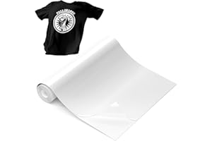 Hisiu White HTV Heat Transfer Vinyl, 12"x10FT White HTV Vinyl Roll, White Vinyl Heat Transfer Iron on Compatible with Cricut and All Cutter Machine, Easy to Cut White Sports Heat Press Vinyl