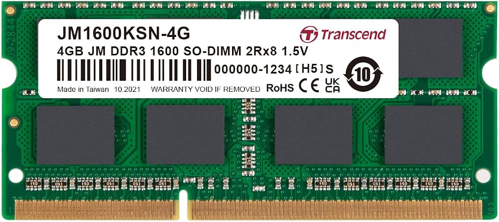 Transcend 4GB DDR3 1600MHz PC3-12800 SO-DIMM Laptop Memory Module JetRam