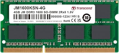 Transcend 4GB DDR3 1600MHz PC3-12800 SO-DIMM Laptop Memory Module JetRam