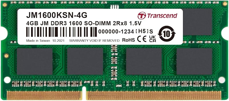 Transcend 4GB DDR3 1600MHz PC3-12800 SO-DIMM Laptop Memory Module JetRam