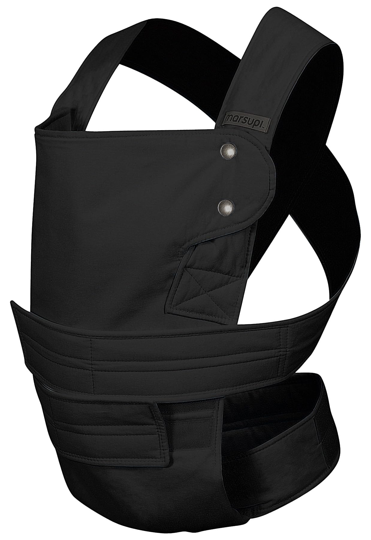 marsupi Baby Carrier for Newborns from Birth up to 15kg, Lightweight and Compact Baby Carrier with Sturdy Velcro System, Organic Cotton - Classic/Black, Size L