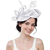 Bnsikun Fascinator Hat Pillbox Hats for Women Tea Party Feather Headband Church Hat for 1920s Party Cocktail Wedding