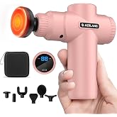 AERLANG Christmas Gift for Women Massage Gun with Heat deep Tissue Pink | Mini Massage Gun Portable Handheld Percussion Massager for Back and Body Pain Relief LCD Carrying Case FSA Eligible HSA