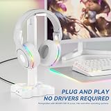 KDD Gaming Headphone Stand Rotatable w 9 Light Modes Controller Holder 2 USB view 2