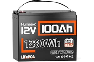 HumsiENK 12V 100Ah LiFePO4 Battery Lithium, 100A BMS, Group 24 Size, 1280Wh Energy, 15000 Deep Cycles for RV, Solar, Off-Grid