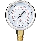 SENCTRL 0-200 Psi Pressure Gauge, 1/4" NPT Lower Mount | 2" Dial Size, Stainless Steel Case, Waterproof, for Water Filter Pneumatic Regulator Air Compressor Tire Pressure Test