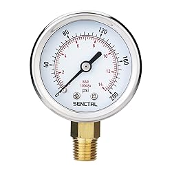 SENCTRL 200 Psi Pressure Gauge, 2" Dial Size, 1/4