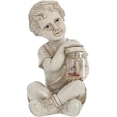 OFFSCH Garden Solar Powered Boy Figurines Statue Solar Lights Yard Decor | Boy Statue Resin Outdoor Yard Decor for Patio 9x18.5cm