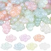 SUNNYCLUE 60Pcs Acrylic Cloud Beads Beadable Pens Bead Bulk Random Mixed Color Glow in The Dark Cartoon Clouds Shaped Loose Spacer Luminous Beads for Keychain Pen Jewelry Making DIY Craft Accessories