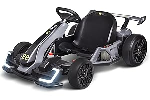 Blitzshark 24V Kids Go Kart 300W Electric Pedal Go Kart, with 2X150W Motor, Drift/Sports Mode, EVA Tires, Brake Pedal, 4-Level Length Adjustment, Gray