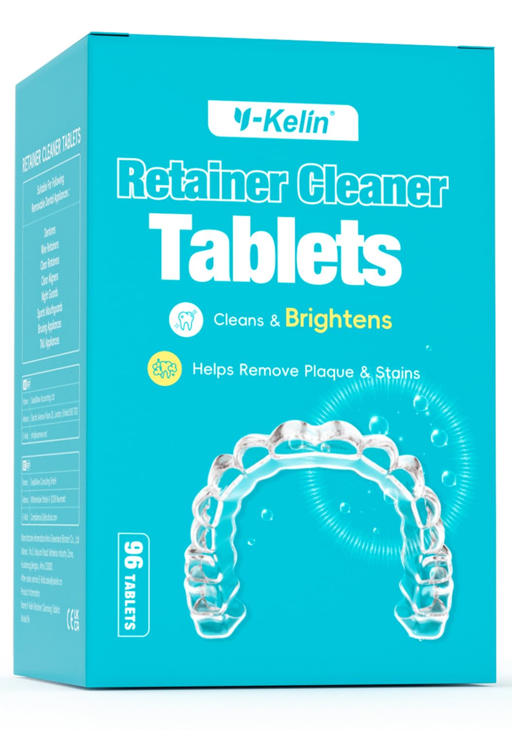 Y-Kelin Retainer Cleaner Tablets - 96 Tablets 3 Month Retainer Cleaning Tablets, Denture Cleaner, Retainer,Dentures,Mouth Guard Cleaner,Aligner Cleaner (96 Count (Pack of 1))