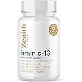 Brain C-13 Cognitive Booster Supplement by Zenith Labs - Natural Brain Health Support - Supports Memory, Focus, Concentration - Mental Clarity for Men Women