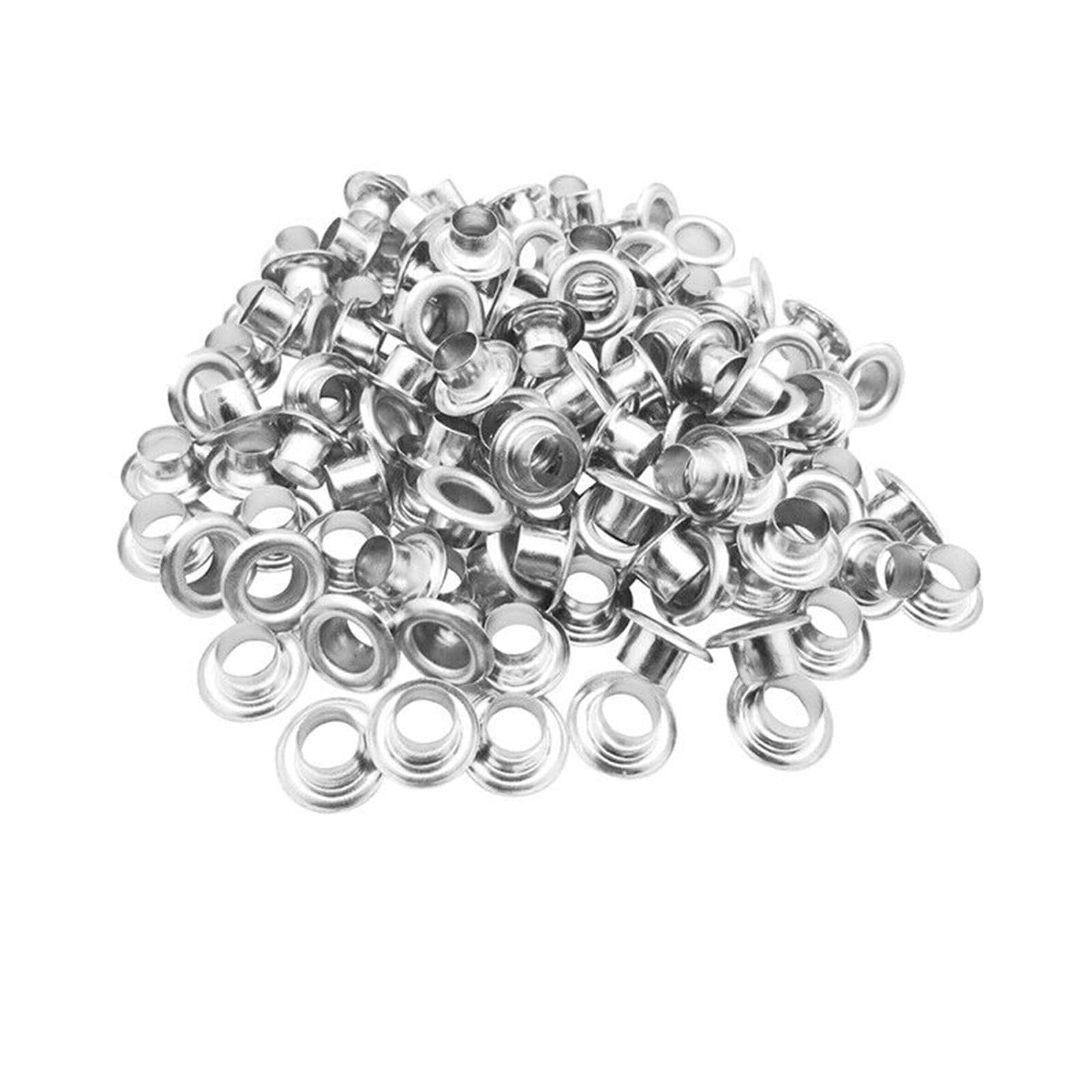 100 Sets Grommet Kit 10mm Metal Eyelets Grommets with Washers for Shoes Clothes Belt Bag DIY Project (Silver)