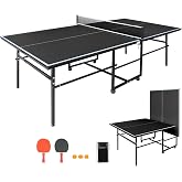 Ping Pong Table Foldable 6/8/8.5/9FT Indoor Table Tennis Table Professional | With Net &amp; Post, 2 Table Tennis Paddles and 3 Balls