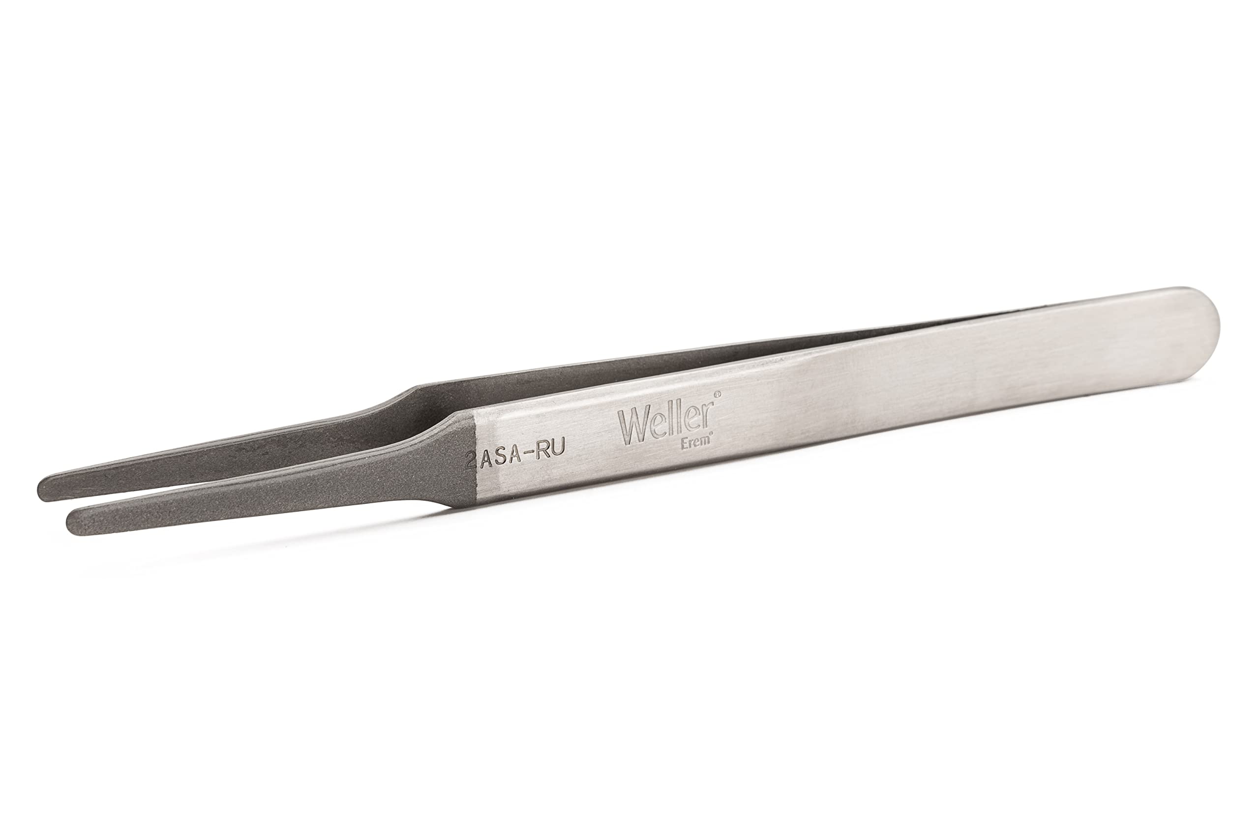 Weller Erem 2ASA Precision Tweezers with Flat Rounded Tips Suitable for All Standard Gripping Applications and Assembly Jobs on Printed Circuit Boards, 120mm