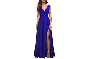 MUSHARE Women's V Neck Sleeveless Split Formal Dress Cocktail Party Prom Long Dresses