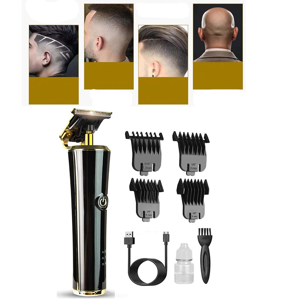 Men Hair Clipper,Electric Pro Outliner Grooming Rechargeable Cordless Close Cutting T-Blade Trimmer for Men Gapped Detail Beard(Black)