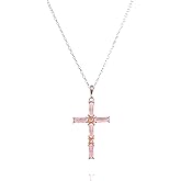 LINYUM Cross Necklace for Women – Baguette-Cut Gemstone Cross Pendant in 925 Sterling Silver – Colorful Minimalist Christian Jewelry – Women’s Cross Necklace Gift Boxed
