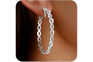 RITACH Clip On Hoop Earrings for Women Lightweight - Silver Twisted Clip-on Hoop Earings With Cubic Zirconia Fake Non Pierced Ears Jewelry