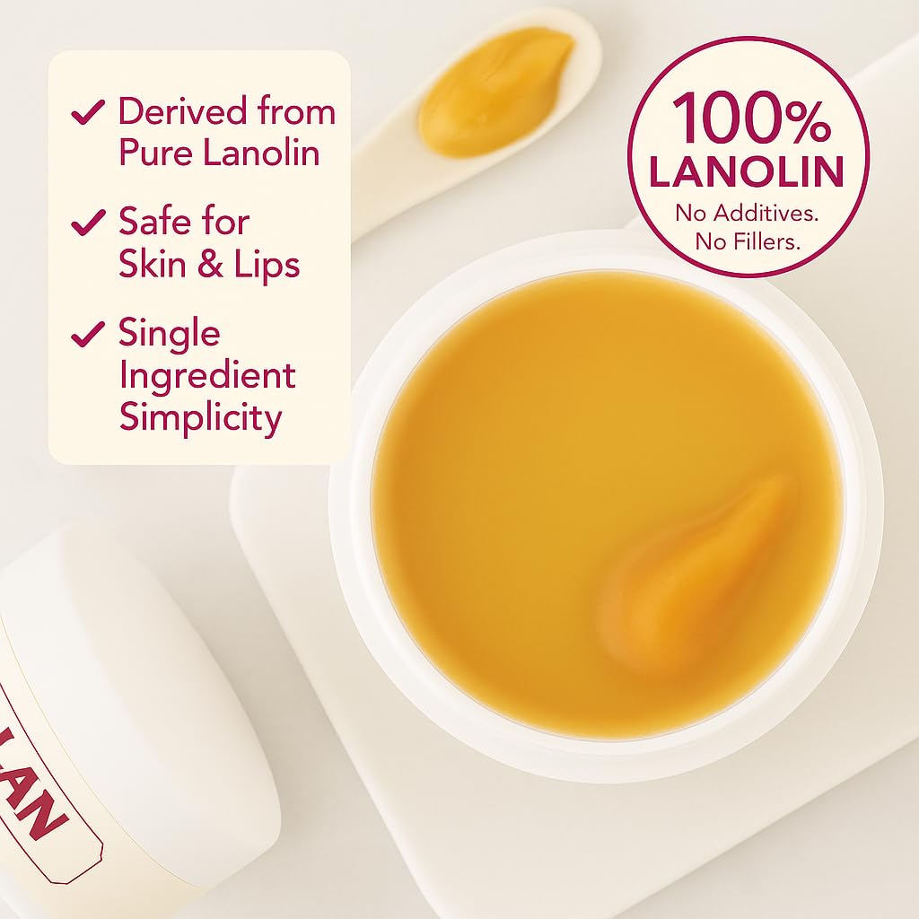 Lanolin Cream 1 Oz - 100% Organic Nipple Cream Lanolin - Thicker Body & Face Moisturizer for Eczema, Psoriasis & Severe Dry Skin - Ultra Hydrating & Soothing Skin Moisturizer for Hot & Cold Weather