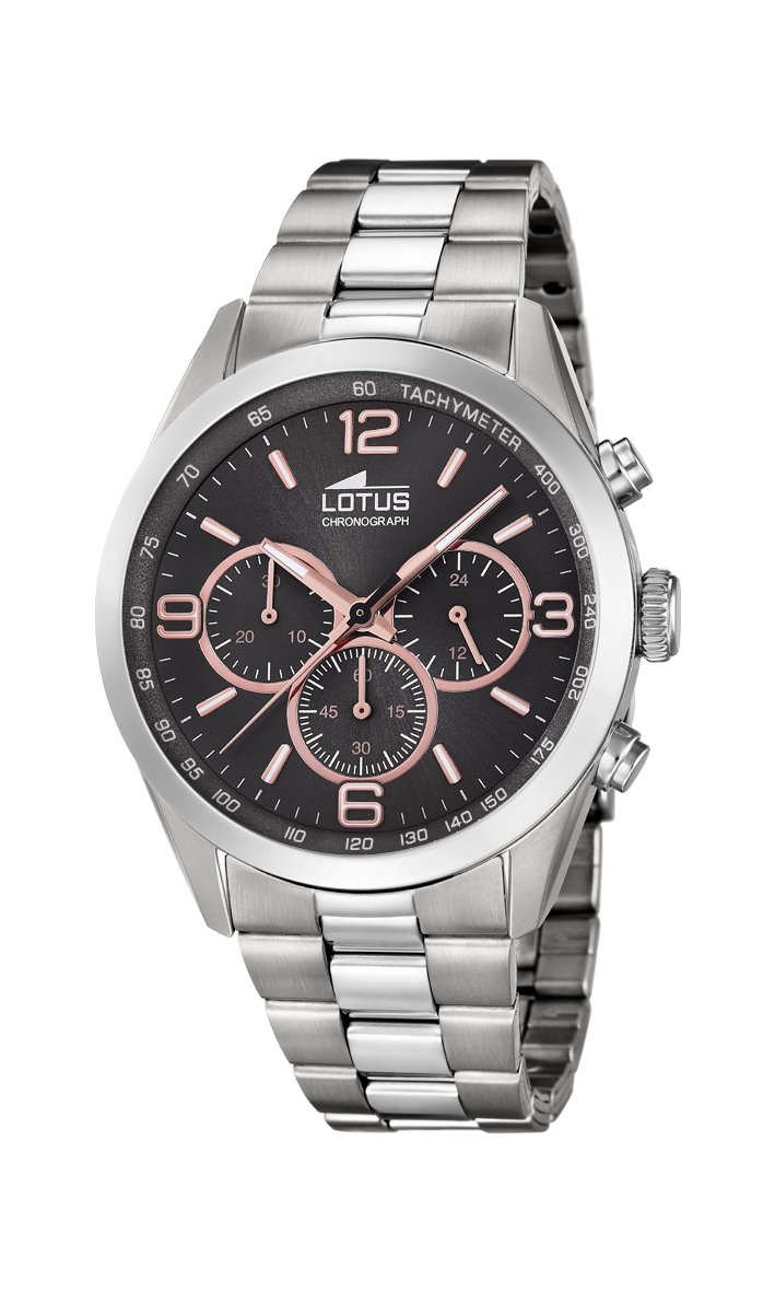 Lotus Watches Mens Quartz Watch, Chronograph Display and Stainless Steel Strap 18152/8