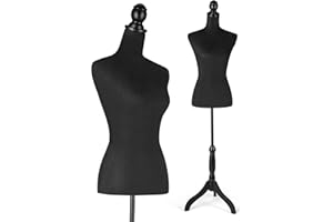 HOMBOUR Female Mannequin Body, Sewing Mannequin Torso Dress Form, Adjustable Mannequin with Stand for Display Dressmaker (Black)