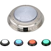 Vcanuplms 7" RGBW Boat Dome Light, 12V Marine Interior Cabin Light | RGBW color options with toggle switch. Stainless steel surface mount, durable &amp; corrosion-resistant. Ideal for boat interior.