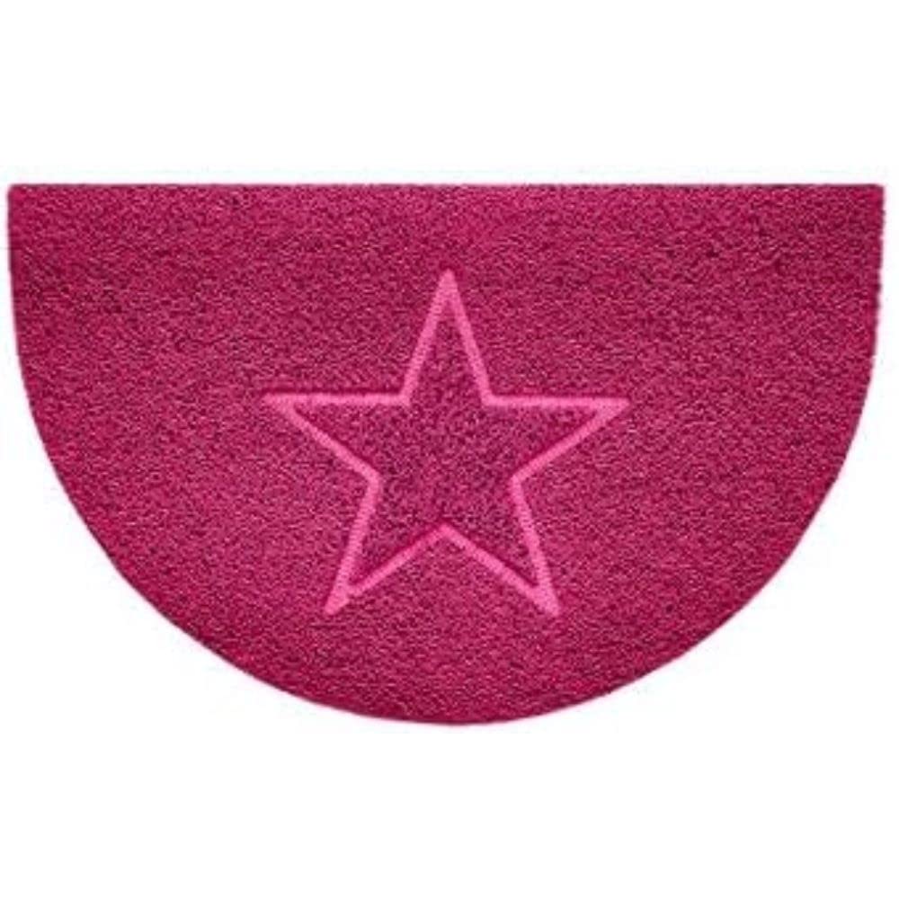 Nicoman Embossed Halfmoon Half Circle Door Mat Dirt-Trapper Jet-Washable Doormat 70x44cm (Pink, STAR Shape) - Use Indoor or Sheltered Outdoor