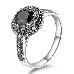 Mytys Vintage Wide Ring Classic Black Marcasite