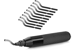 Deburring Tool with 10 High Speed Steel BS1010 Rotary Burr Removal Blades - Askwhy 3D Print and PVC Tube Pipe Deburr - Debur Metal Hand Extractor-Aluminum Copper Plastic Deburr (Black)