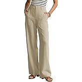 GRACE KARIN Linen Palazzo Pants for Women,High Waist Wide Leg Summer Beach Pants with Pockets
