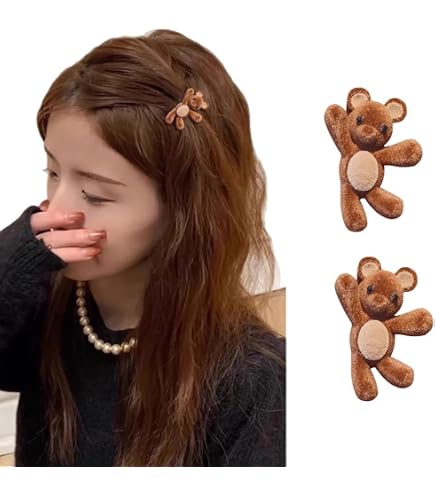 Amazon.com : CRIZAN 2Pcs Brown Plush Bear Hair Clips Duck  display picture 3