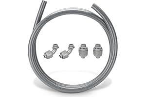 HOXHA 1/2 Inch 10 Ft Electrical Conduit Kit AC Whip Kit Flexible PVC Non Metallic Liquid Tight Conduit, Electrical Wire Conduit Pipe with Straight and 90-Degree Conduit Connector Fittings