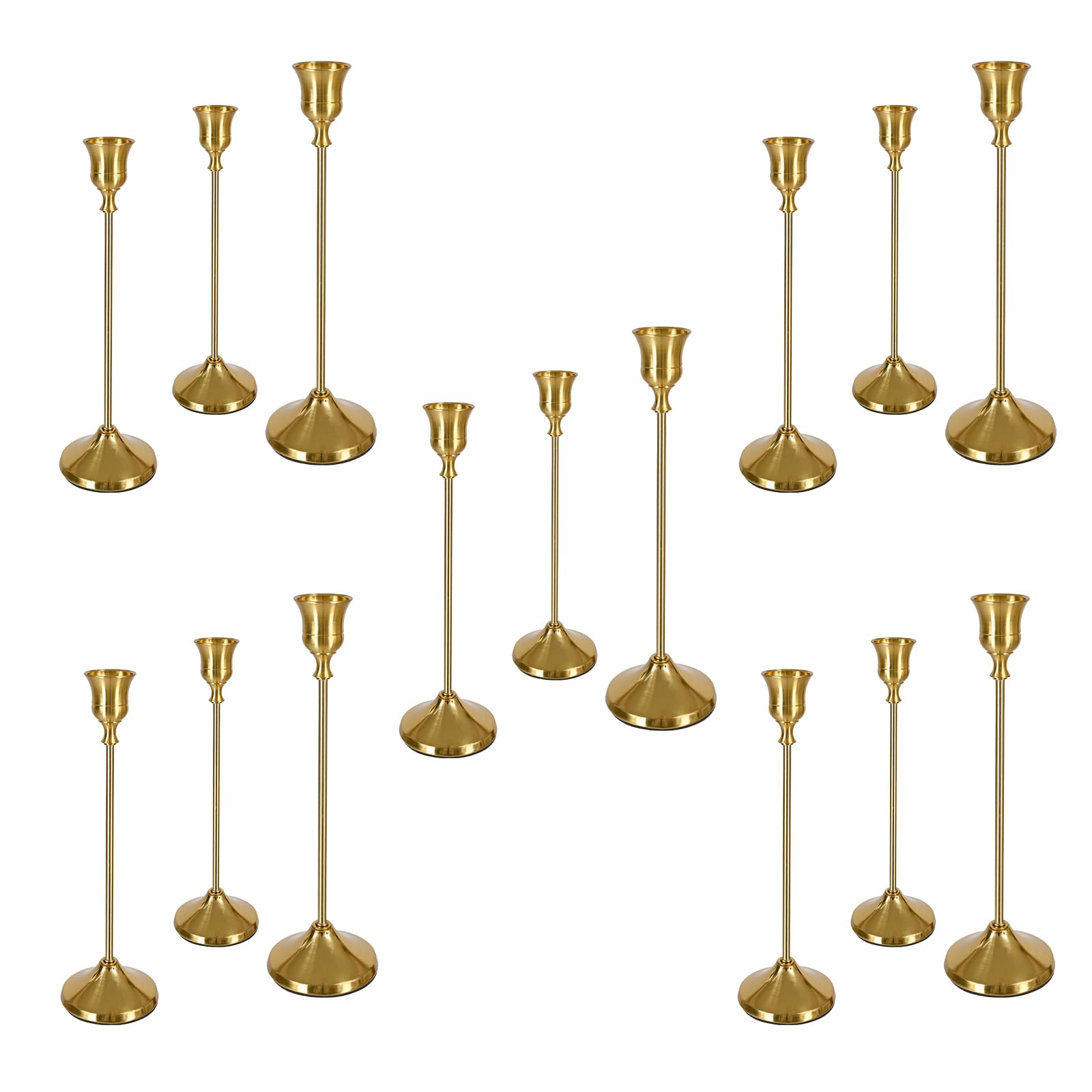 Photo 1 of *missing parts*Pesonlook Brass Gold Candlestick Holders 15 PCS Metal Taper Candle Holders,Tall Metal Candlestick Holders for Table Centerpiece,Wedding,Party,Dinner Home Decoration