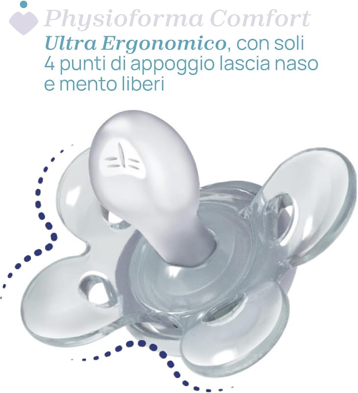 Chicco Physio Comfort Night Bimbo Succhietto di Silicone, 16-36 Mesi, 2 Pezzi, Colori Assortiti