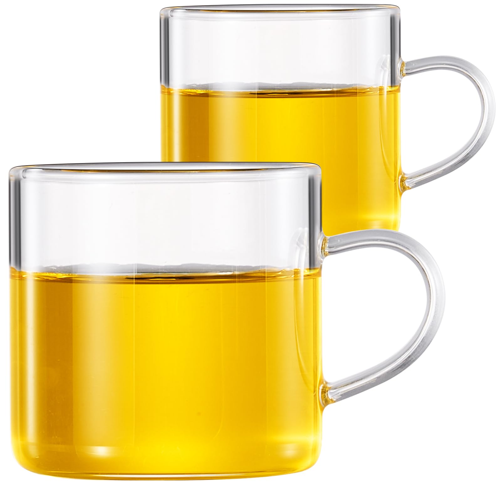 Photo 1 of PARACITY Glass Tea Cups Set of 2, 4.3oz Clear High Borosilicate Glass Teacups with Handle, DIshwasher Safe Tea Cup for Espresso Cappuccino Latte Juice