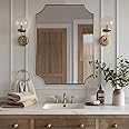 ANDY STAR Brushed Gold Bathroom Mirror, 22x30 Inch Scalloped Rectangle Mirror, Irregular Wall Mirror, Brass Mirror in Stainless Steel Metal Frame for Bathroom, Bedroom, Living Room