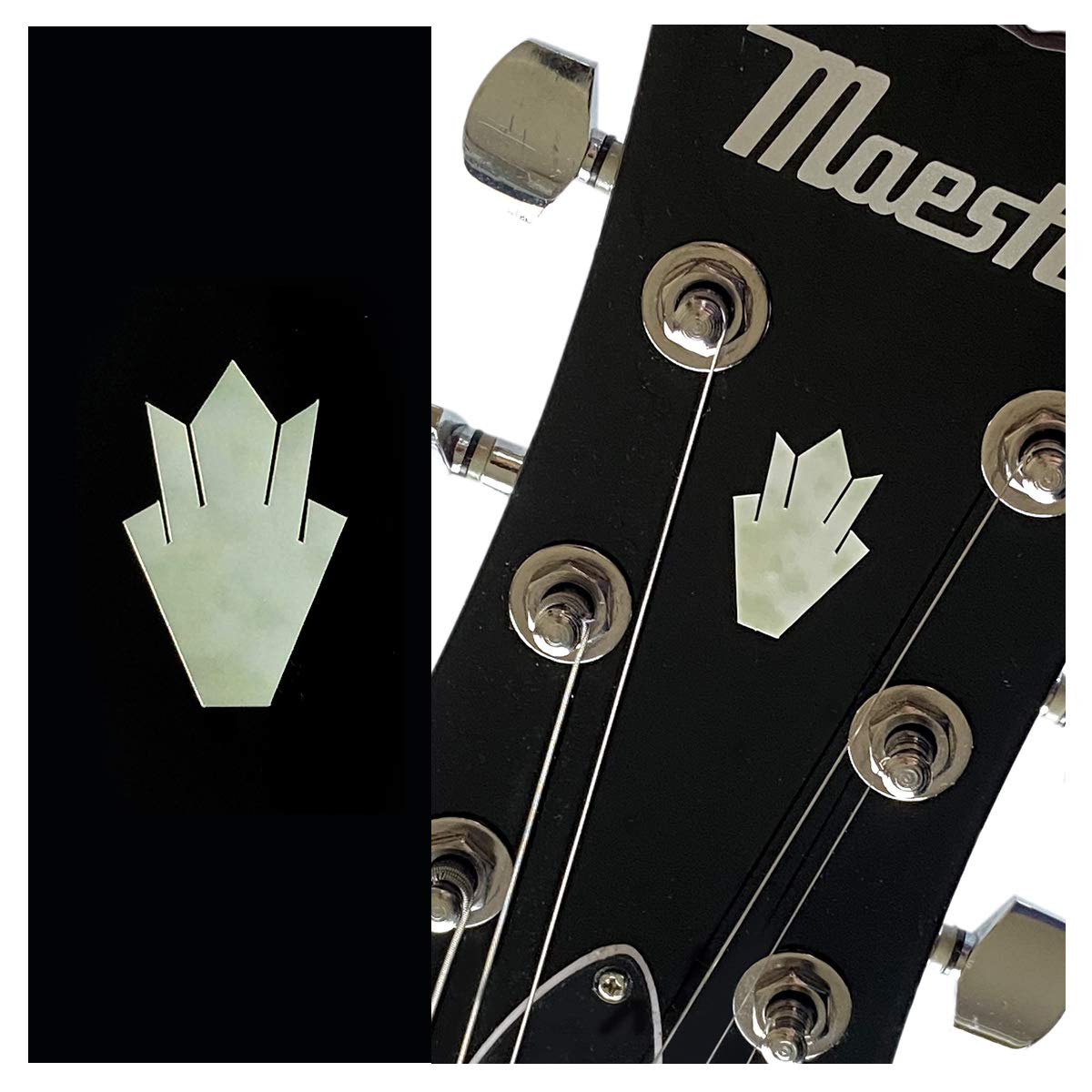 Inlaystickers for Guitar Headstock - Closed Crown (2pcs Set) - White Pearl H-109CC-WT-SET