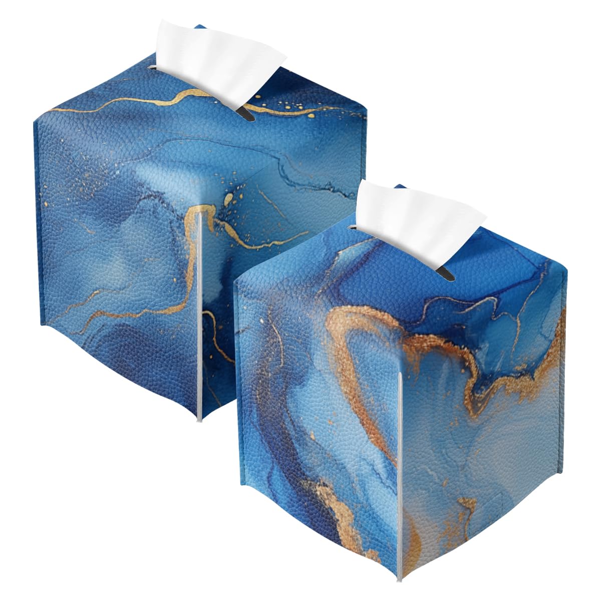 Photo 1 of *** PINK WITH SUNFLOWER ****  Tissue Box Cover Set of 2 Modern Art Abstract Marble Square PU Leather Waterproof Tissue Box Holder for Bathroom Kitchen Bedroom Vanity Countertop Night Stands