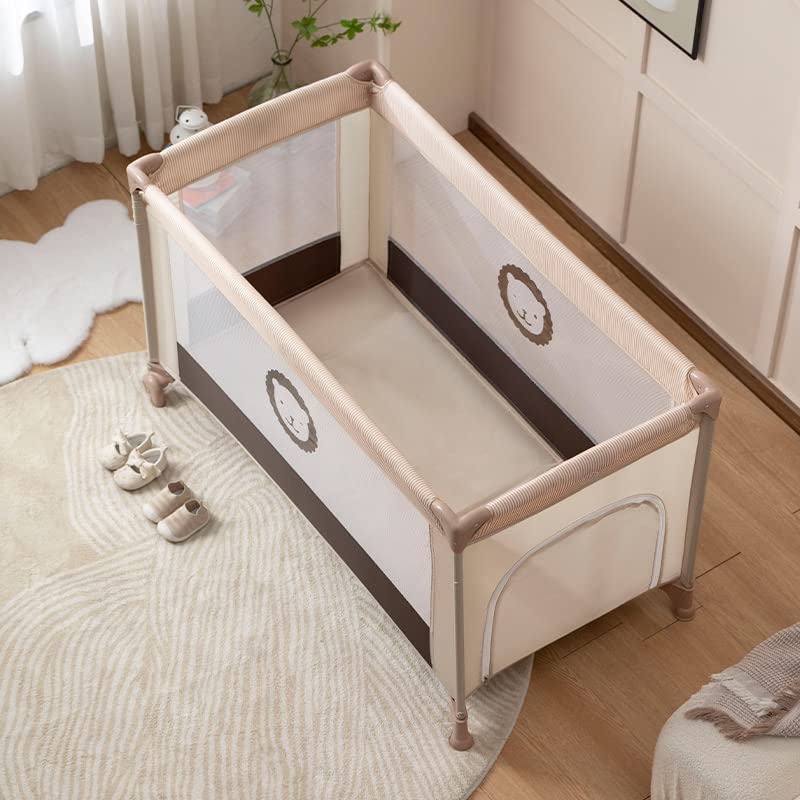 Ssonlun 2 In 1 Baby Crib, Portable Playard, Baby Cot Foldable Travel Bed Playpen, Travel Crib Nursery Center for Infant with Comfortable Mattress and Carry Bag