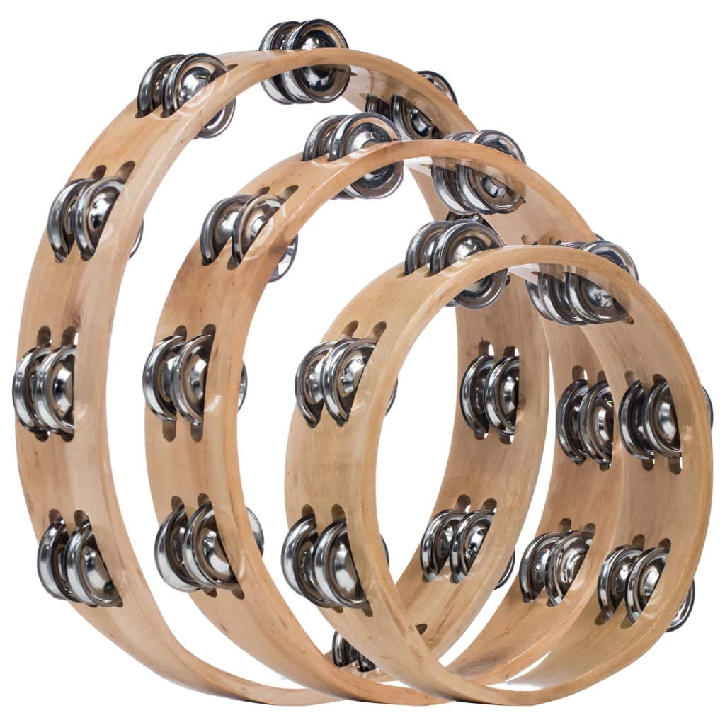 Candora Tambourine 3 pcs Handmade Wood Headless Tambourine Set of 6"+8"+10"