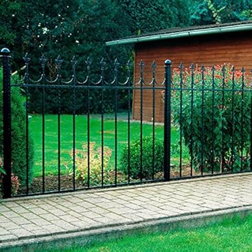 Festnight Dekorativer Zaun Stahl Gartenzaun Metallzaun Gespitzt Stil Hohe 150cm Verzierungen Fur Garten Hof Schwarz