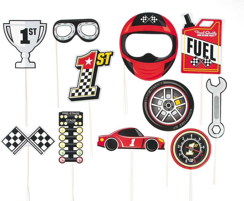 12 Race Car Photo Booth Props for Kids Parties Amazon.co.uk Toys & Games