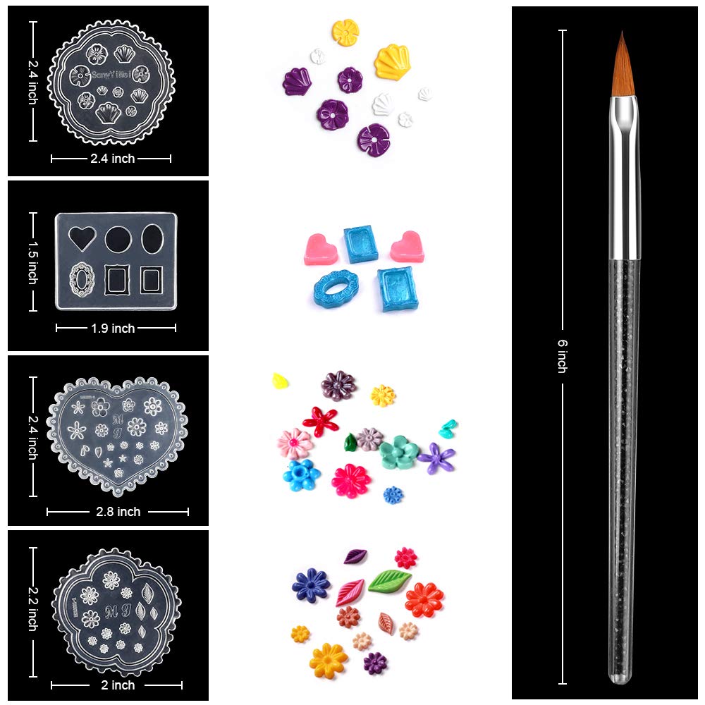Yblntek Resin Jewelry Molds, 3 Large Silicone Clear Casting Molds with Stir Sticks, Dropper and Funnel DIY Craft Gift Making for Multi-faceted Diamond Stone