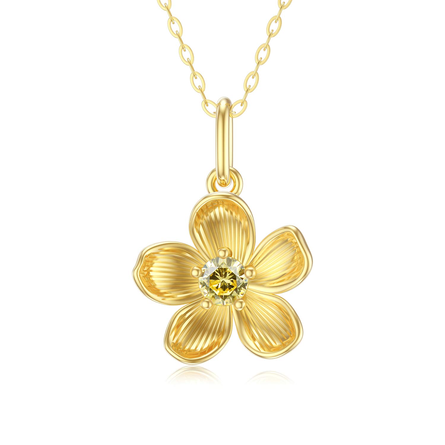 SISGEM 9 ct Gold Daisy Necklace, Solid Yellow Gold Sunflower Pendant Necklace, You Are My Sunshine Flower Charm, for Women Girls Ladies Mum Sisters, 16"+1"+1"