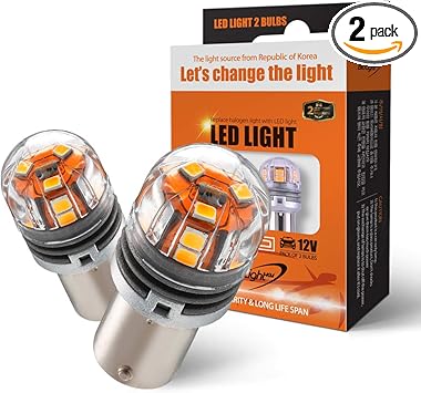 Amazon Com Biolight Km Led S25 Single P21w 1156 Ba15s Amber Extream Brightness Replacement For Car Interior Map Dome Lights And License Plate Courtesy Lights Pack Of 2 Automotive
