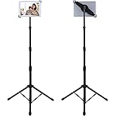 Ipad Tripod Stand, Height Adjustable iPad Stand Floor, Tablet Holder Stand with 360 Degree Rotating Tablet Mount for ipad Pro12.9, iPad Air and Other Device Within 9.5-14.5 Inch